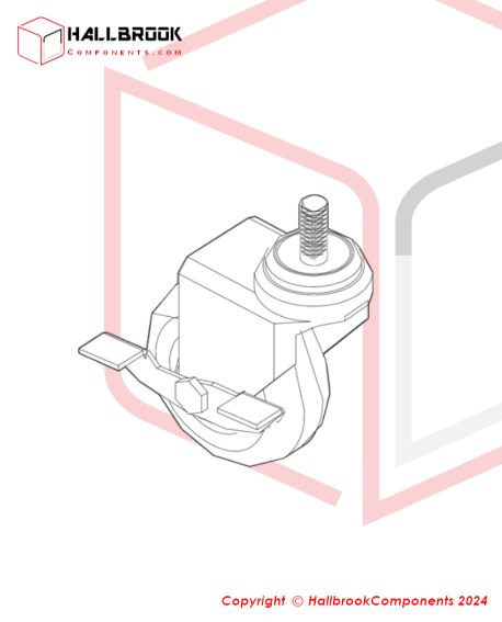 Screw stem universal castor with brake